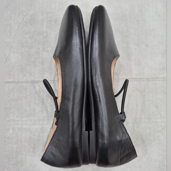 Empress ballet flats women's 40 US 9 black soft leather square toe elastic strap - Picture 7 of 11